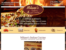 Tablet Screenshot of milanoscuisine.com